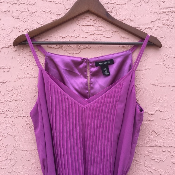 White House Black Market Fuchsia Pintuck Sleeveless High Low Dress Size 12 - Picture 4 of 11